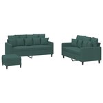 vidaXL Ensemble de canapés 3 Pièces avec coussins Vert foncé Velours