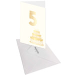 Carte D'anniversaire 5 Ans En Or - Blanc - A Message - Pour Enfant Garçon Fille - Gâteaux - 11 5 X 17 Cm - Draeger paris