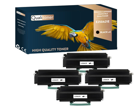 Qualitoner x4 toners e250a21e noir compatible pour lexmark