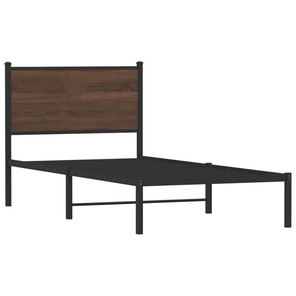 vidaXL Cadre de lit en métal avec tête de lit chêne marron 80x200 cm