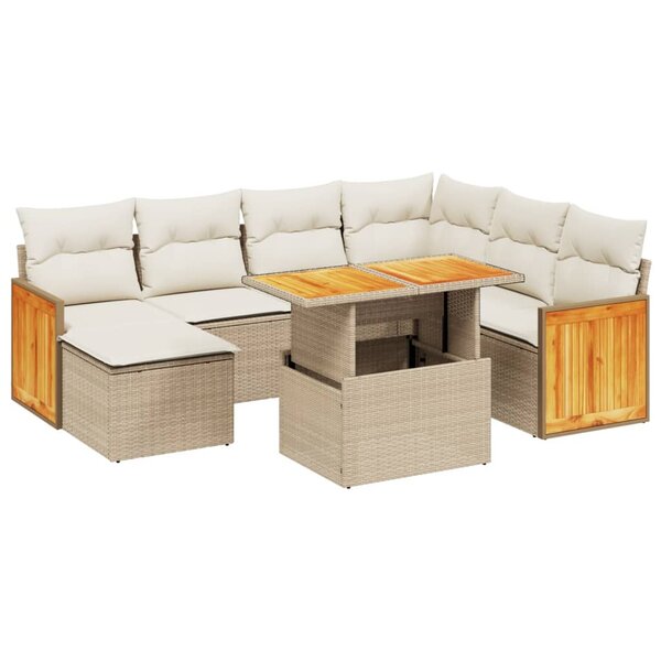 vidaXL Salon de jardin avec coussins 8 Pièces beige résine tressée