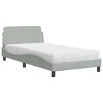 vidaXL Lit avec matelas gris clair 100x200 cm velours