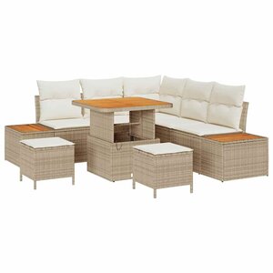 vidaXL Ensemble de canapé de jardin 8 Pièces Beige Poly rotin