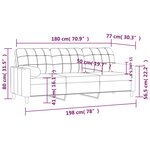 vidaXL Canapé 3 places avec oreillers jaune clair 180 cm tissu