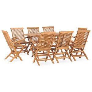 vidaXL Mobilier à dîner d'extérieur pliable 9 Pièces Bois solide de teck