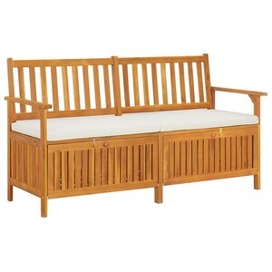 vidaXL Banc de rangement avec coussin 148 cm Bois d'acacia solide