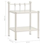 vidaXL Table de chevet Blanc/transparent 45x34 5x60 5cm Métal et verre