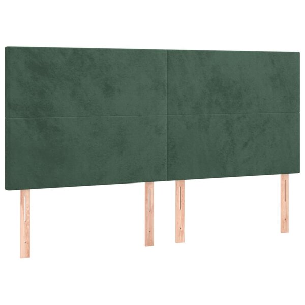 vidaXL Têtes de lit 4 Pièces Vert foncé 80x5x78/88 cm Velours