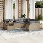 vidaXL Salon de jardin avec coussins 10 Pièces beige résine tressée