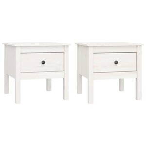 vidaXL Tables d'appoint 2 Pièces Blanc 50x50x49 cm Bois massif de pin