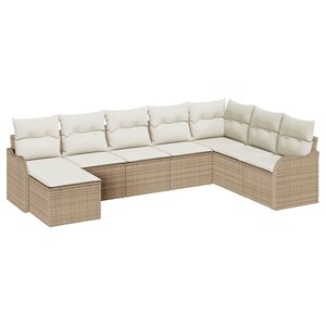 vidaXL Ensemble de canapé de jardin 8 Pièces Beige polyrotin