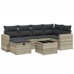 vidaXL Salon de jardin avec coussins 7 Pièces gris clair résine tressée