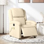 vidaXL Fauteuil inclinable de massage électrique crème tissu