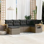 vidaXL Salon de jardin 6 Pièces avec coussins gris résine tressée