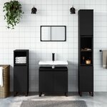 vidaXL Ensemble d'armoires salle de bain 3 Pièces noir bois d'ingénierie