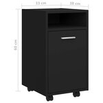 vidaXL Armoire latérale avec roues Noir 33x38x60 cm Bois d’ingénierie