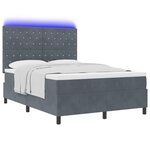 Lit box spring vidaXL avec matelas et LED Gris foncé 140x200 cm Velours