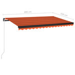 vidaXL Auvent manuel rétractable avec LED 400x350 cm Orange et marron