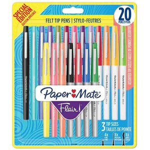 Stylos feutre flair blister de 20 paper mate
