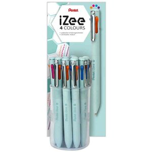 Lot de 12 Stylos à bille rétractable 4 couluers iZee vert menthe PENTEL