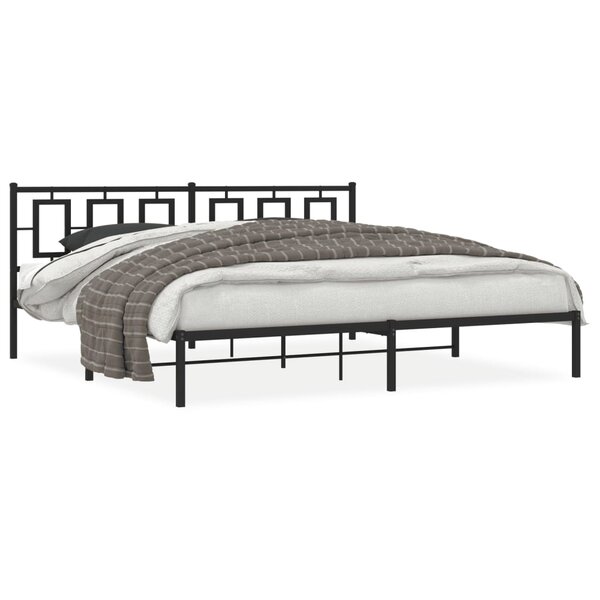 vidaXL Cadre de lit métal avec tête de lit noir 193x203 cm