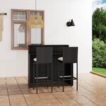 vidaXL Ensemble de bar de jardin avec coussins 3 Pièces Noir