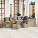 Canapé de jardin 12 pièces avec coussins en poly rotin beige