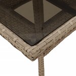 vidaXL Table de jardin dessus en verre beige 80x80x75cm résine tressée