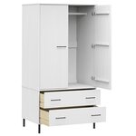 vidaXL Garde-robe avec pieds en métal Blanc 90x55x172 5 cm Bois OSLO