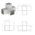 vidaXL Connecteur de poteau Forme en X Métal galvanisé 101x101 mm