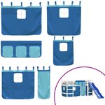 vidaXL Lit mezzanine enfants et rideaux bleu 80x200cm bois pin massif