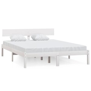 vidaXL Cadre de lit Blanc Bois de pin massif 135x190 cm Double