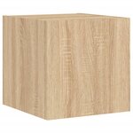 vidaXL Meuble TV muraux 4 Pièces avec lumières LED chêne sonoma