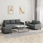 vidaXL Ensemble de canapés 3 Pièces avec coussins Gris foncé Tissu
