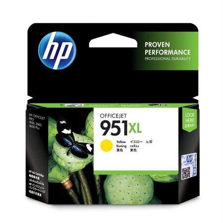 Hp 951xl cartouche d'encre jaune grande capacité authentique pour hp officejet pro 251dw/276dw/8100/8600 (cn048ae)