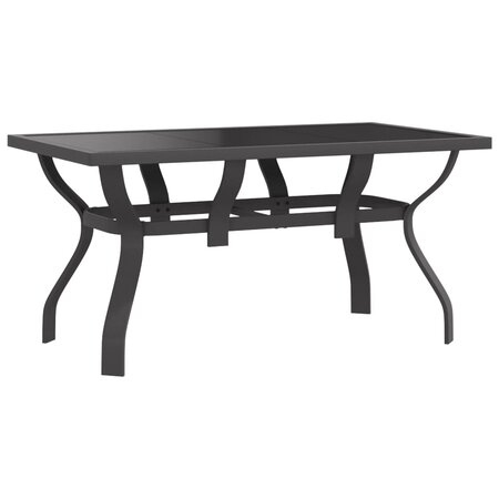 vidaXL Table de jardin Gris et noir 140x70x70 cm Acier et verre