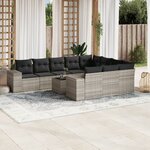 vidaXL Salon de jardin 11 Pièces avec coussins gris clair résine tressée