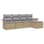 vidaXL Ensemble de canapé de jardin 5 pièces avec coussins - Beige rattan poly