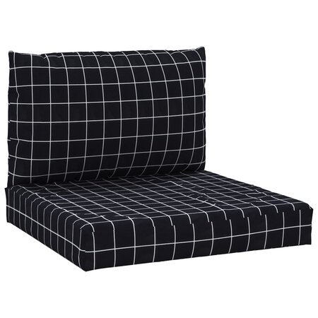 vidaXL Coussins de palette lot de 2 motif à carreaux noir tissu Oxford