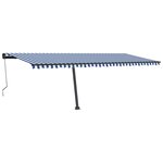 vidaXL Auvent automatique capteur de vent LED 600x350 cm Bleu et blanc