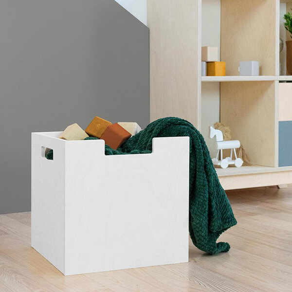 Boîte de rangement bois modèle 2 - poignées - Blanc - 33 x 33 x 37 cm