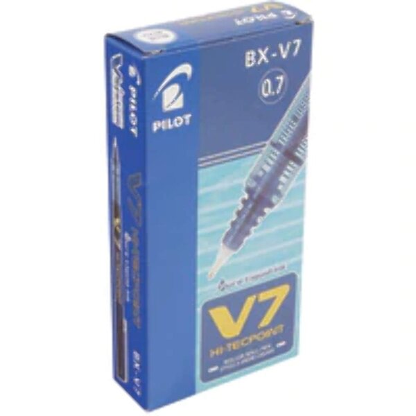 Stylo roller Hi-Tecpoint V7 Encre liquide Pointe moyenne Bleu x 12 PILOT