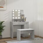 vidaXL Ensemble de coiffeuse avec LED Gris béton Bois d'ingénierie