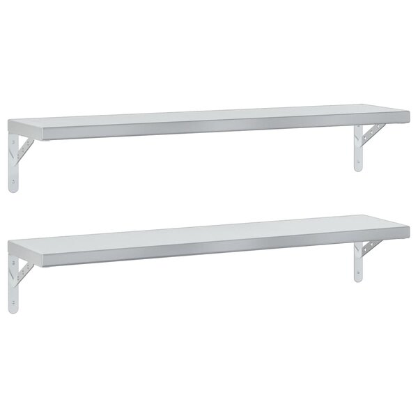 vidaXL Étagères murales 2 Pièces 100x23 5 cm argenté acier inoxydable