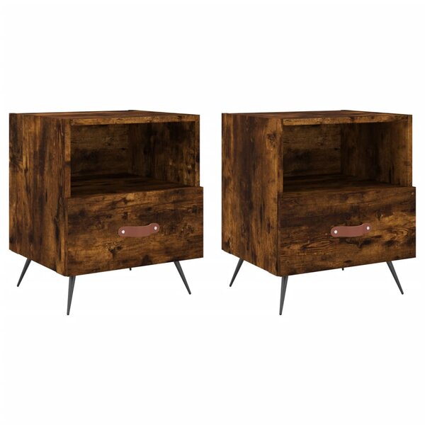 vidaXL Tables de chevet 2Pièces chêne fumé 40x35x47 5cm bois d’ingénierie