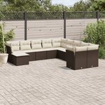 vidaXL Salon de jardin et coussins 11 Pièces marron résine tressée