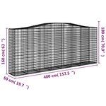 vidaXL Paniers à gabions arqués 7 Pièces 400x50x160/180 cm fer galvanisé