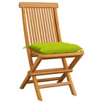 vidaXL Chaises de jardin avec coussins vert vif 6 Pièces Bois de teck