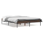 vidaXL Cadre de lit chêne marron 135x190 cm bois d'ingénierie et métal