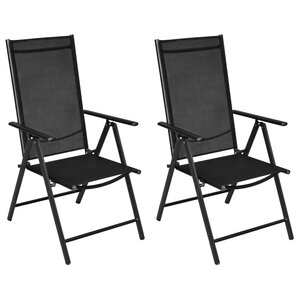 vidaXL Chaises pliables de jardin 2 Pièces Aluminium et textilène Noir